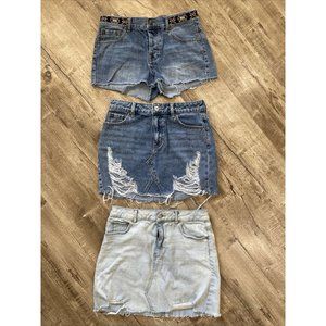 Pac Sun Blue Denim Skirt 26 Wild Fable Jean Skirt 8 Forever 21 Shorts Sz 28